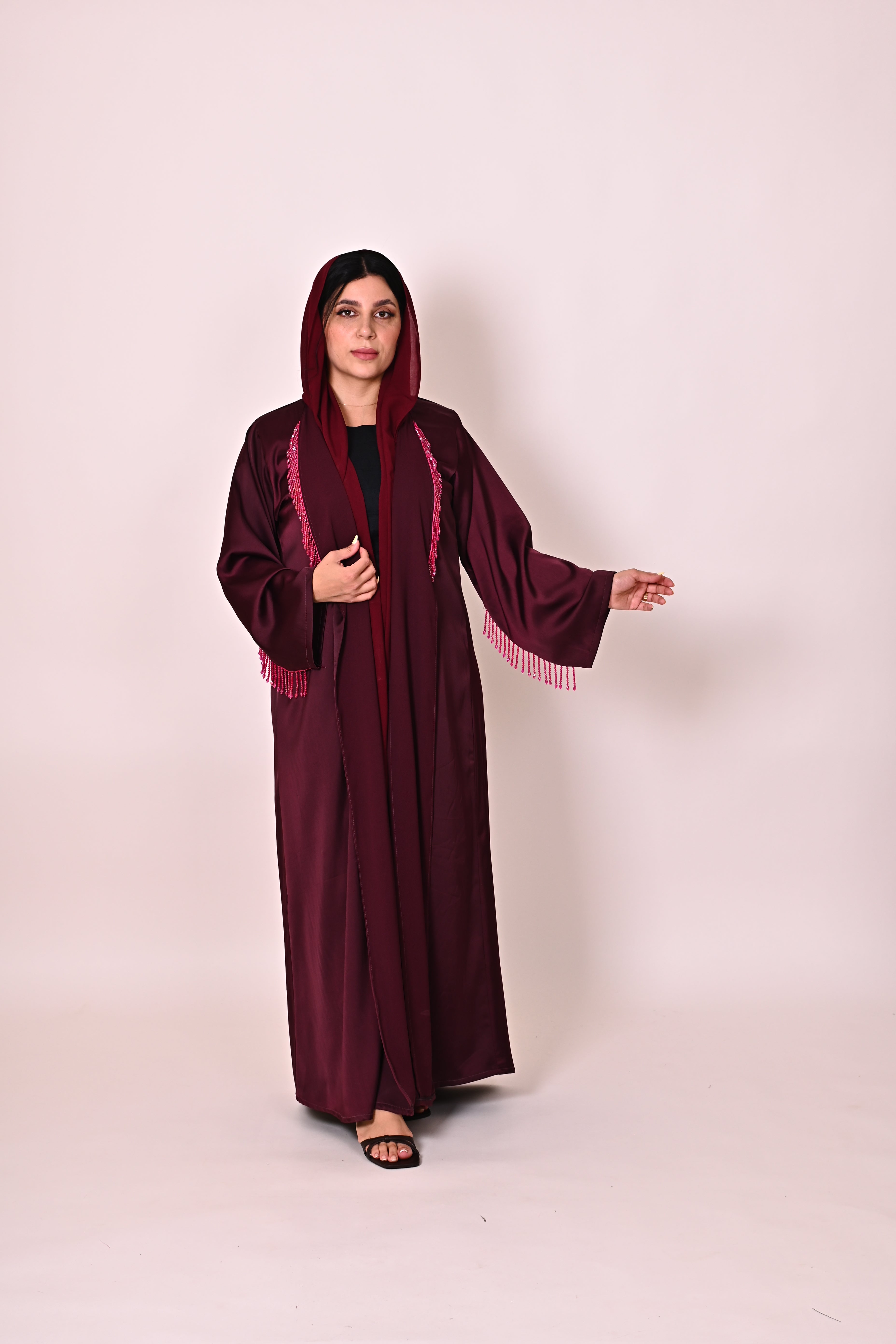 Beaded fringe- Burgundy