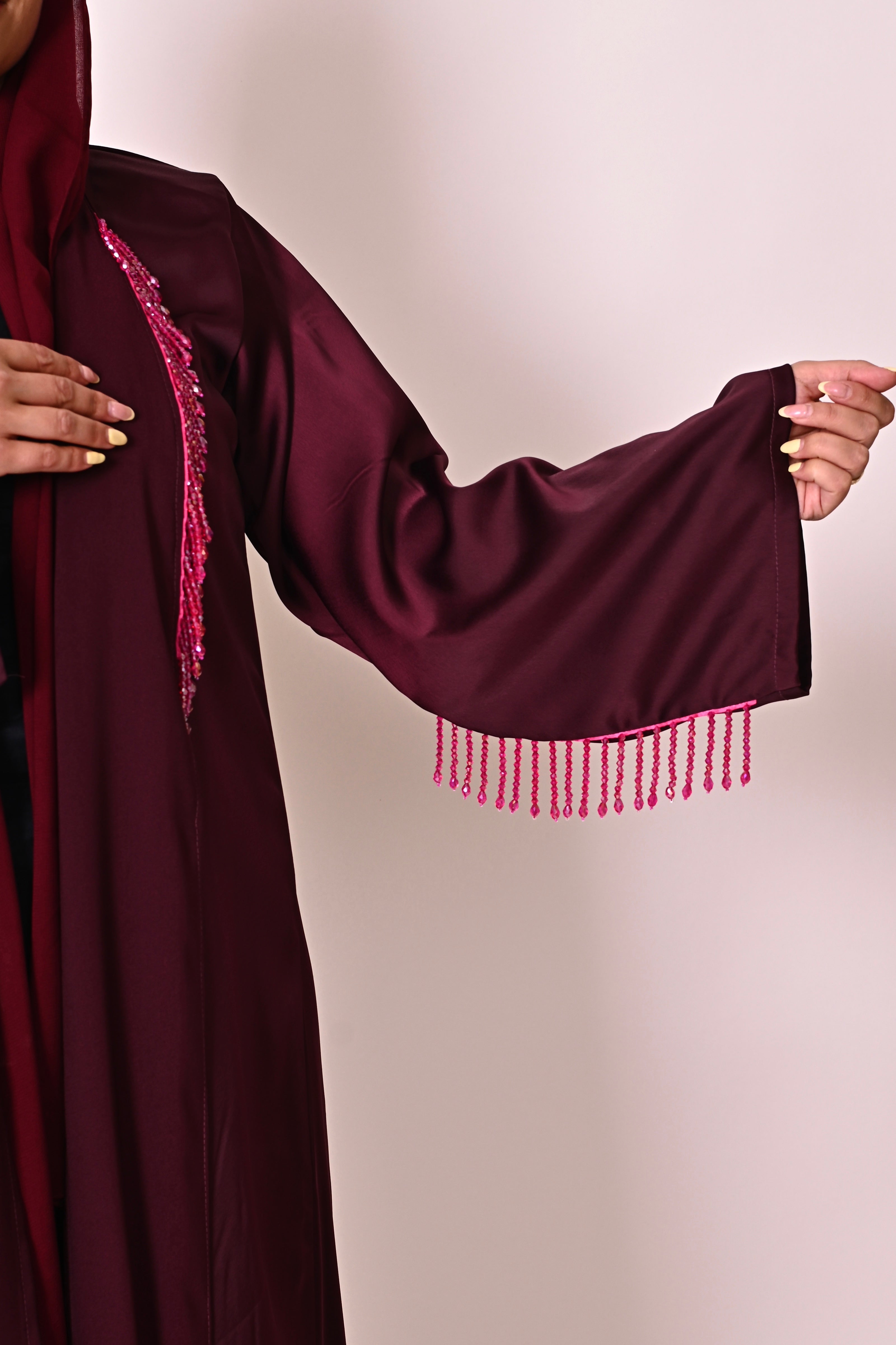 Beaded fringe- Burgundy