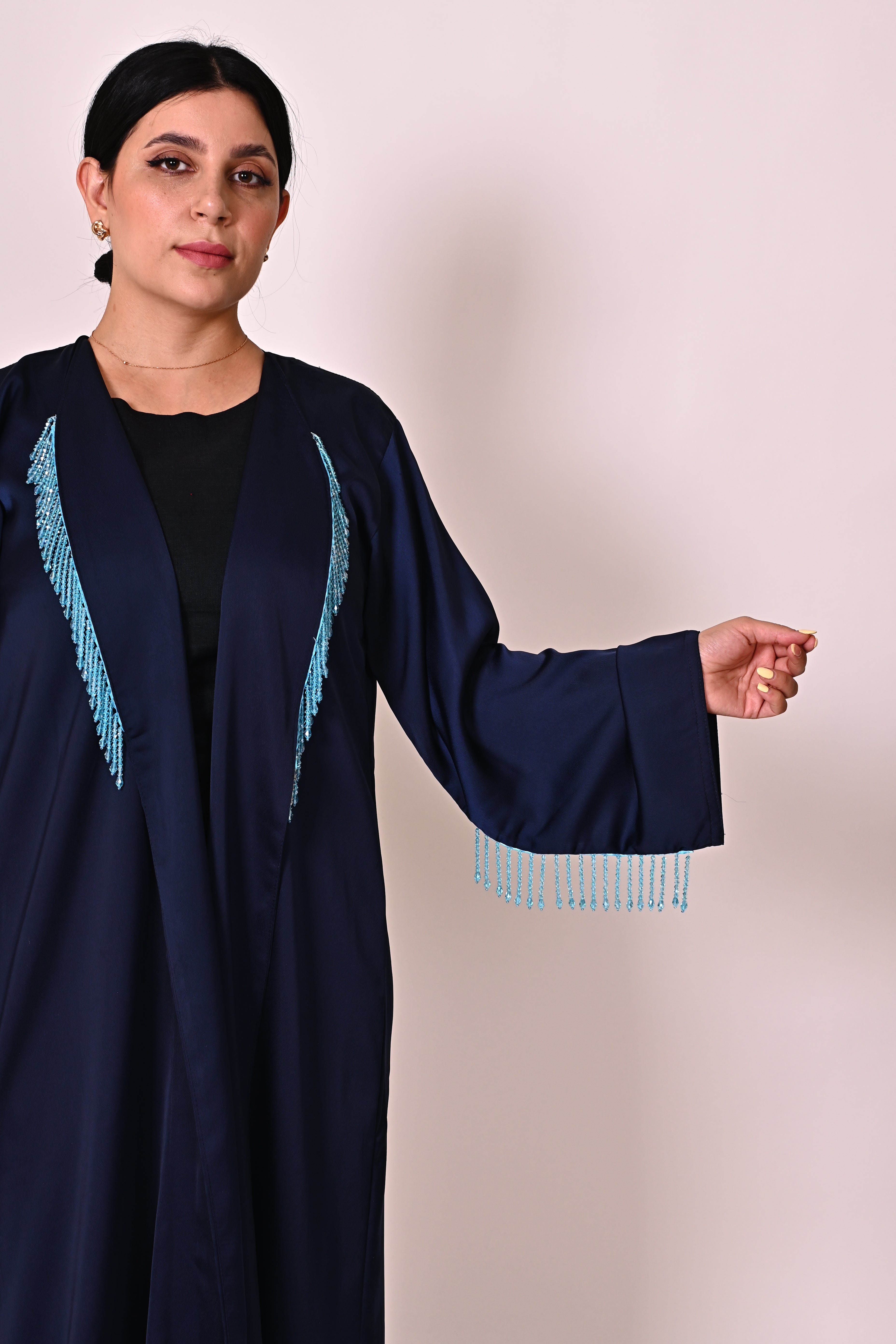Beaded fringe- Navy