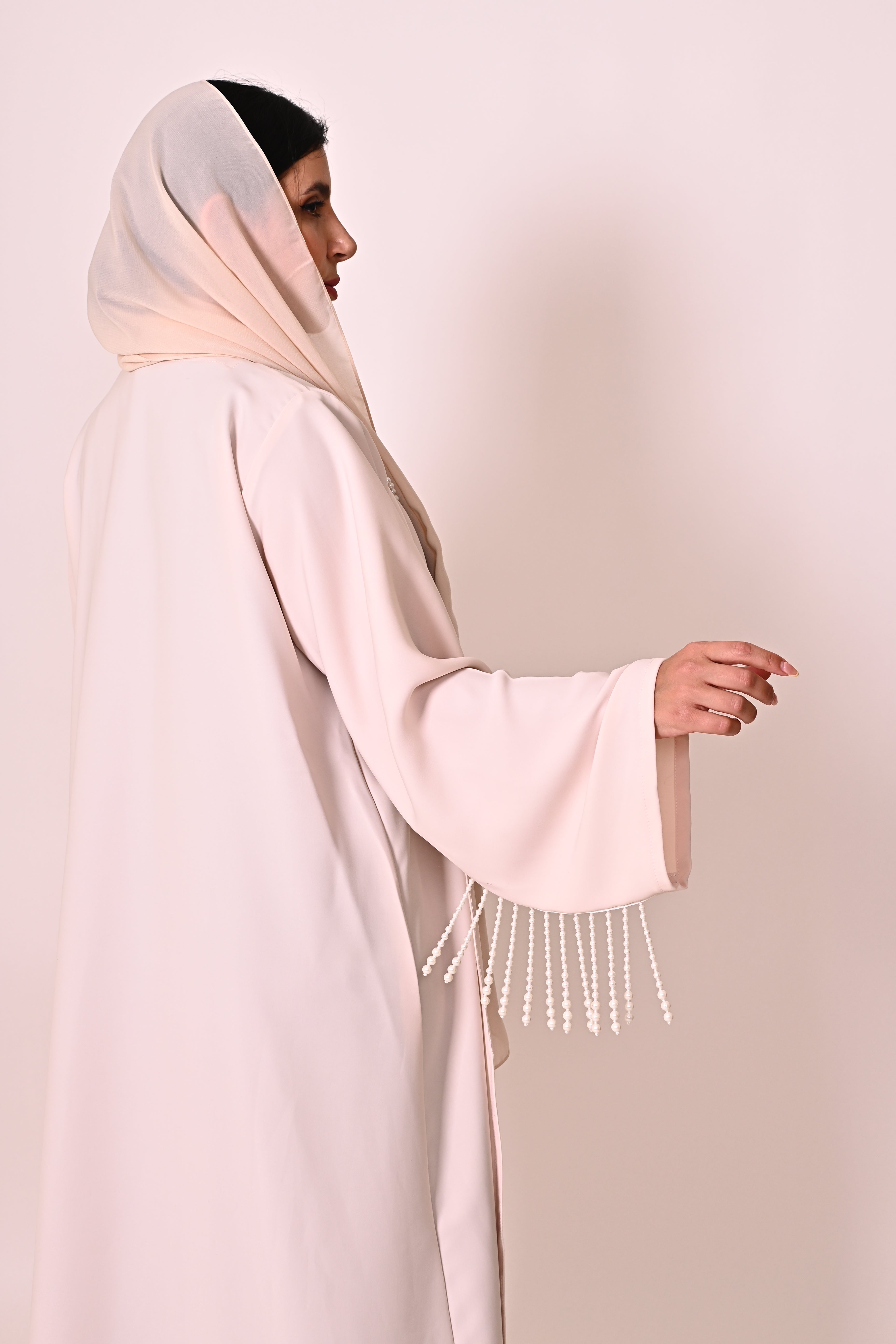 Pearl fringe- beige