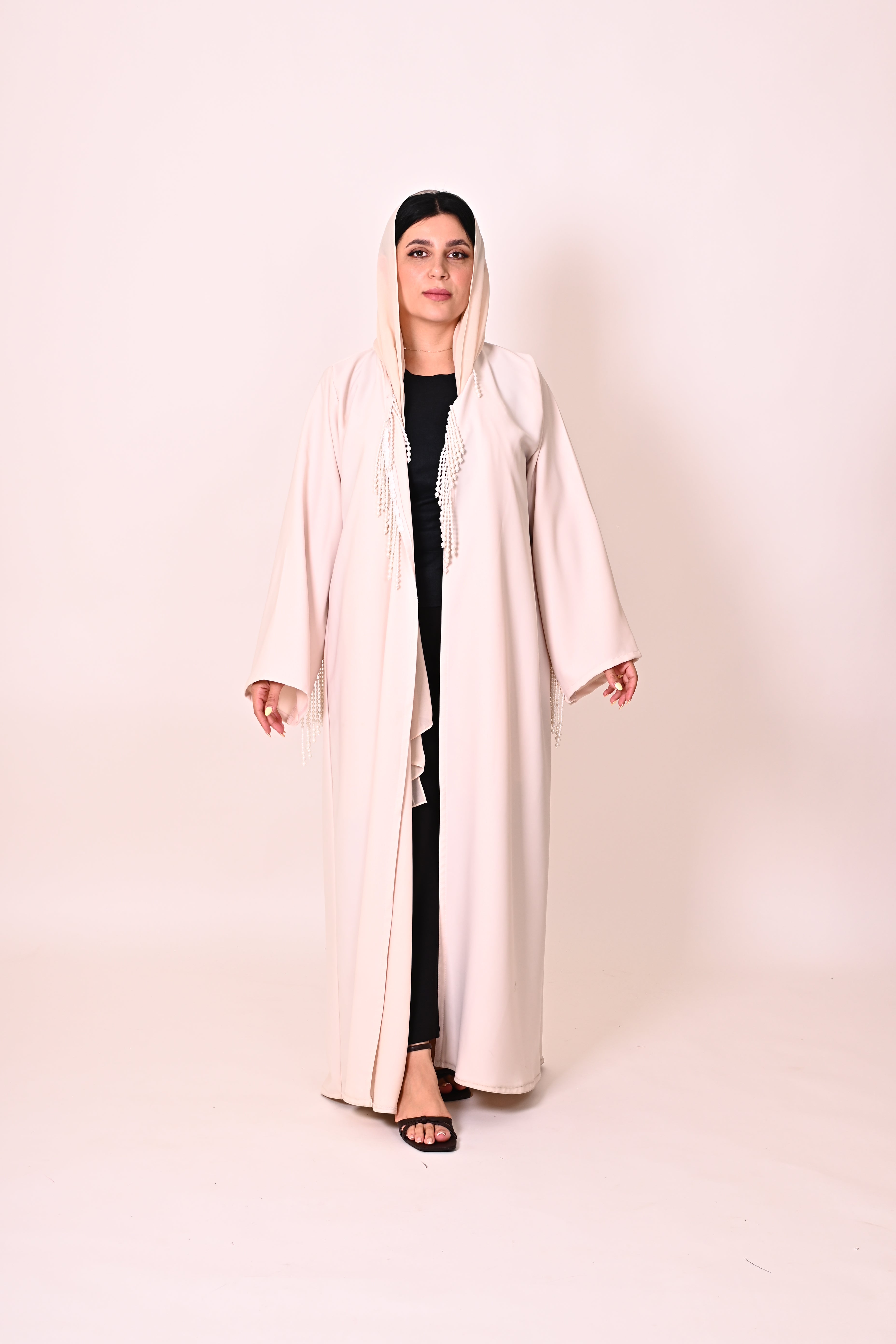 Pearl fringe- beige