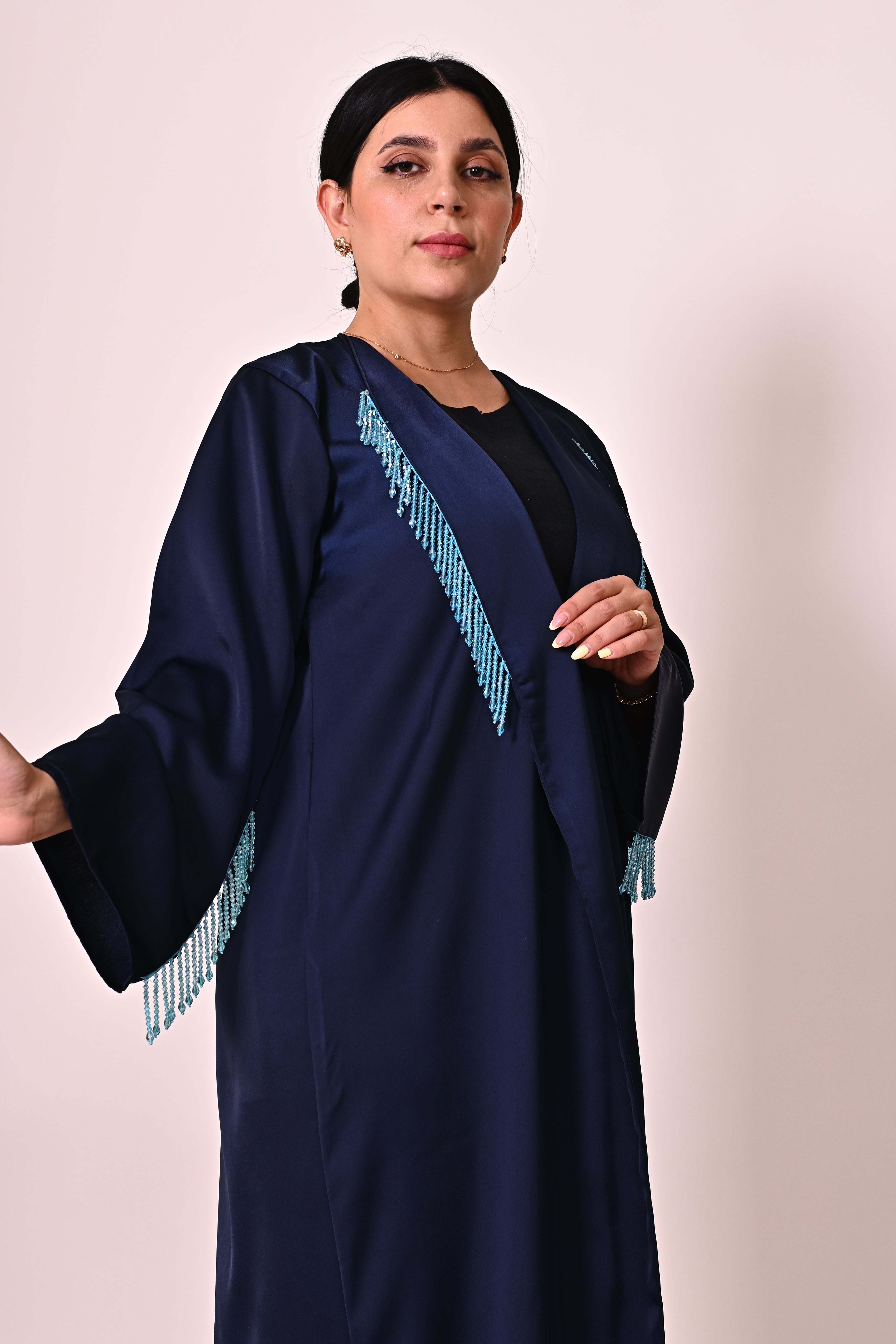Beaded fringe- Navy