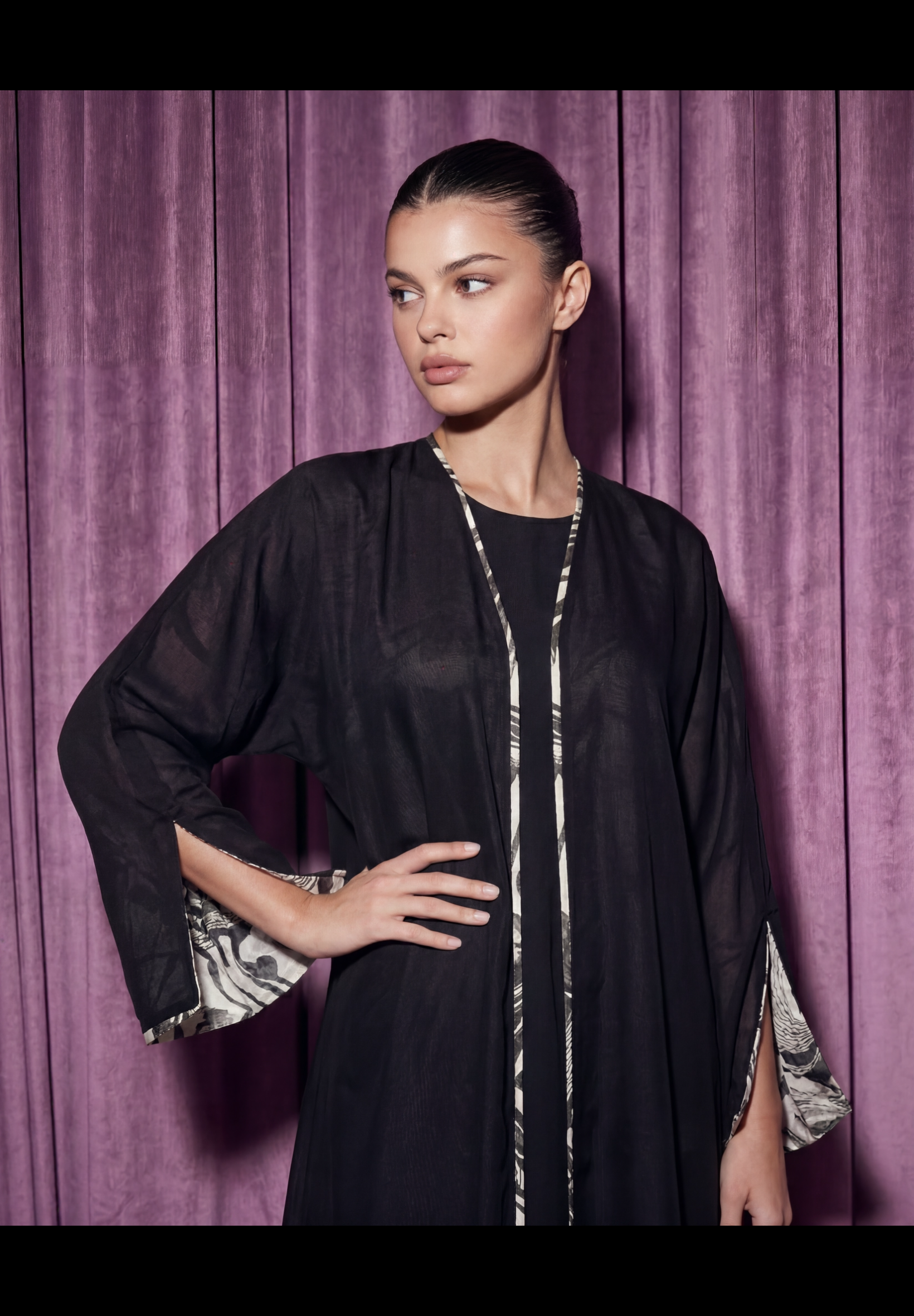 Chiffon double faced abaya