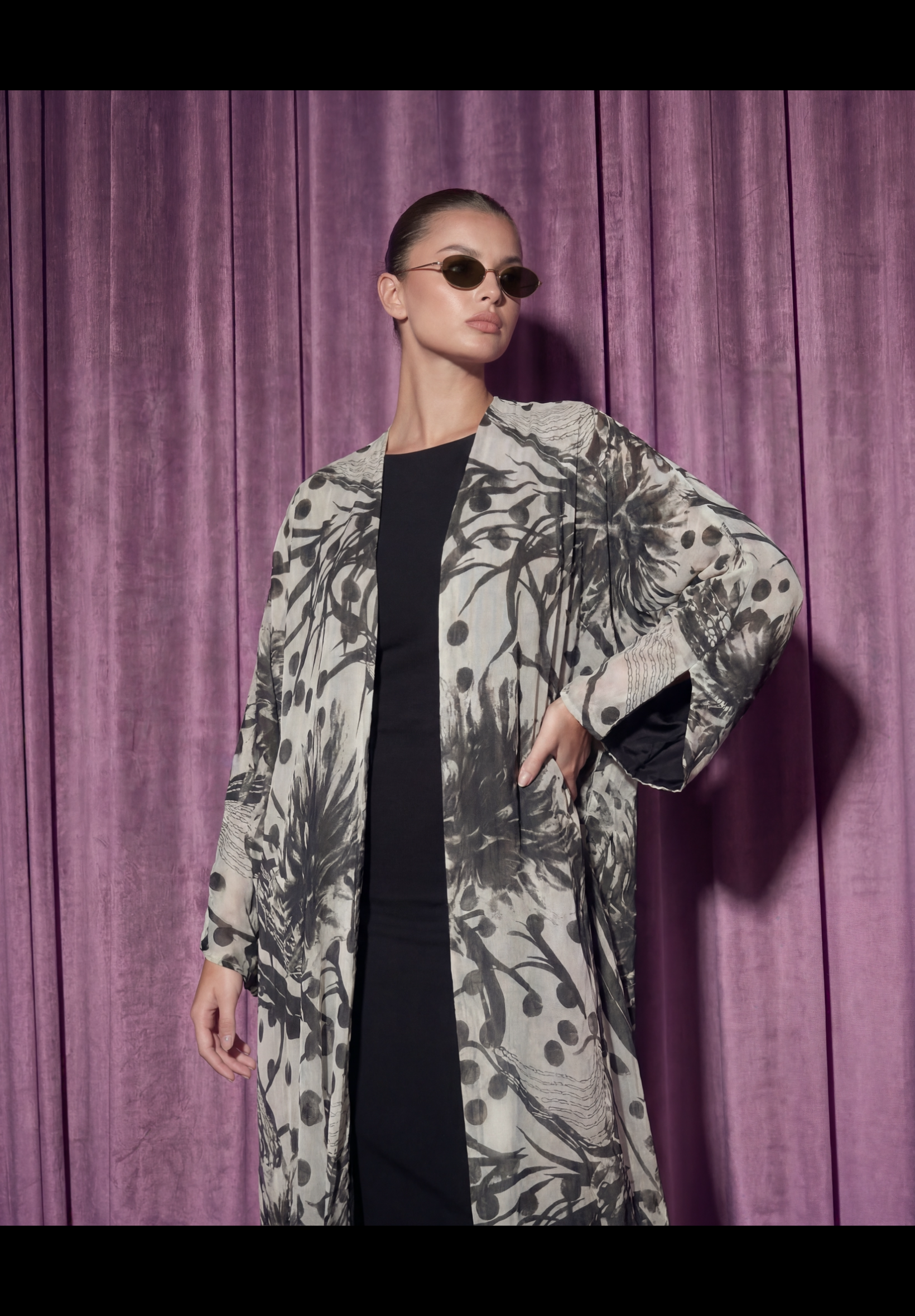 Chiffon double faced abaya